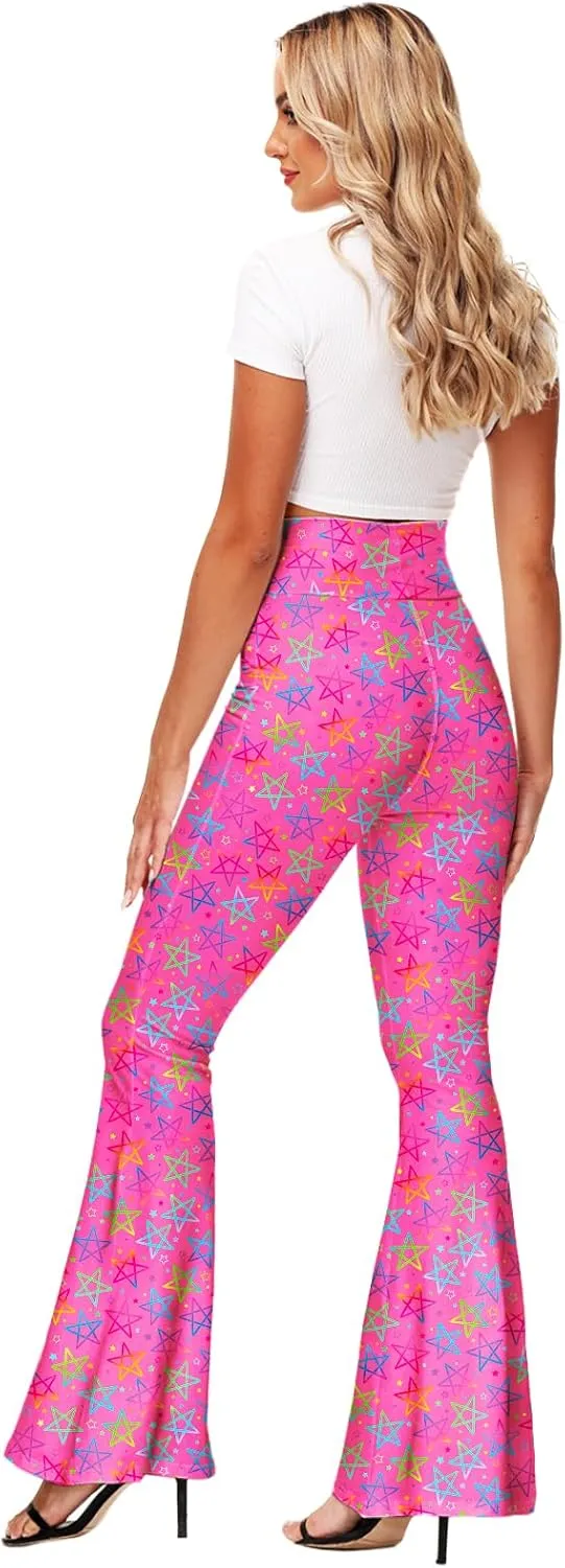 Deerose Women's High Waist Stretch Bell Bottom Slim-Fit Flare Leg Hippie Pants