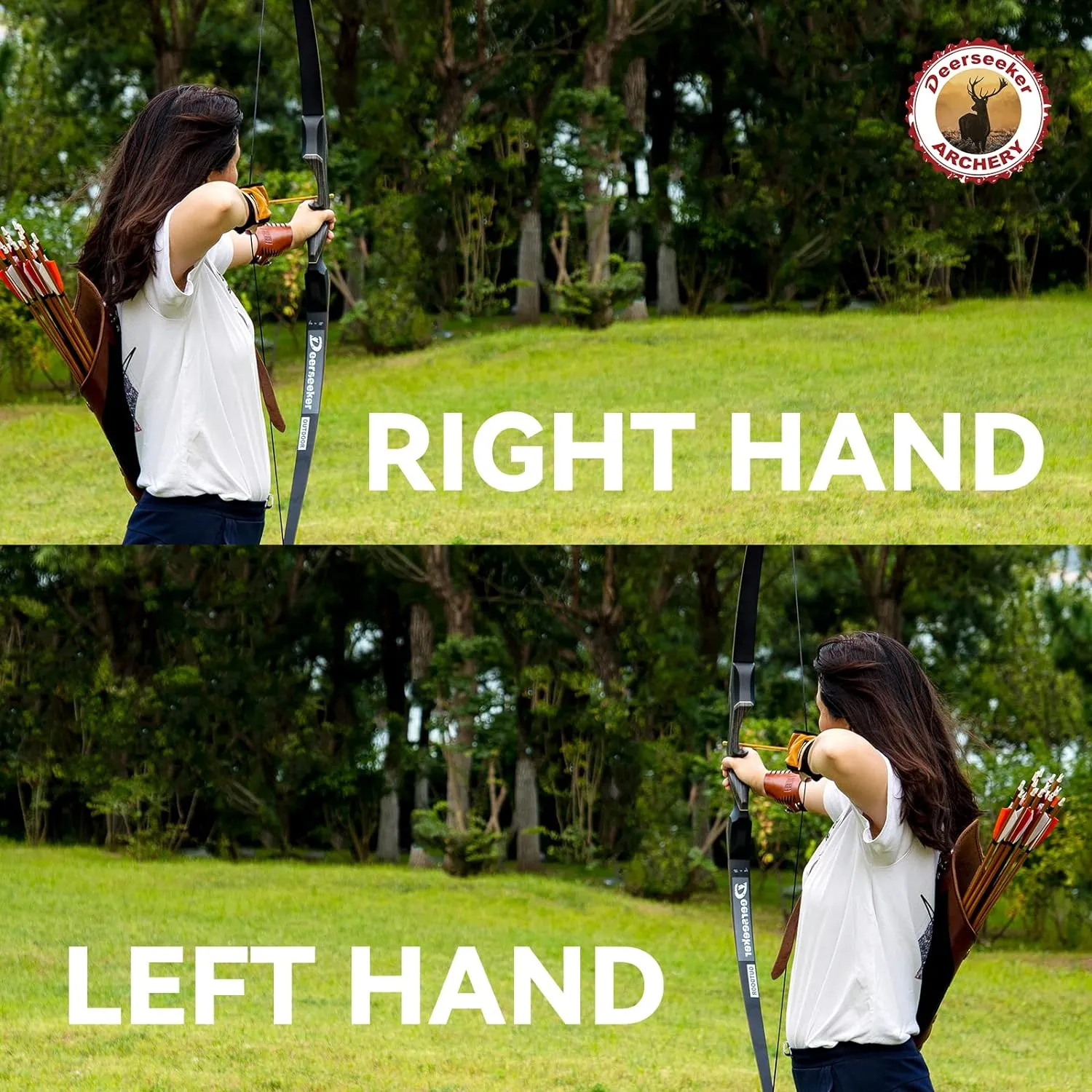 Deerseeker Archery 60 inch Takedown Recurve Bow and Arrow Set Hunting Longbow Kit Laminated Limbs Right Hand & Left Hand 25-60lbs for Adults Bow Shooting Practice