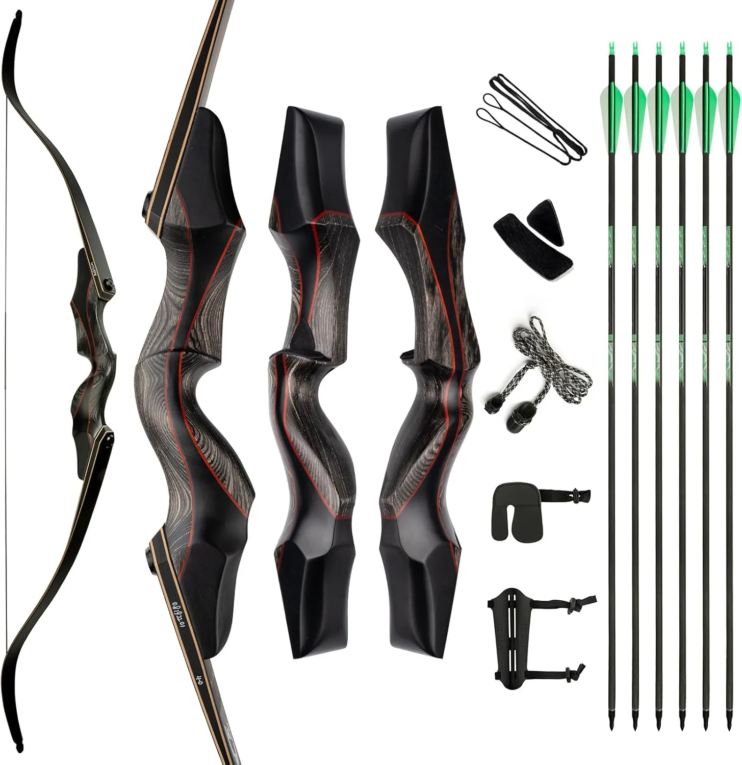 Deerseeker Archery 60 inch Takedown Recurve Bow and Arrow Set Hunting Longbow Kit Laminated Limbs Right Hand & Left Hand 25-60lbs for Adults Bow Shooting Practice