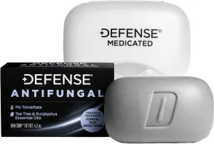 Defense Antifungal Bar Soap | Jock Itch, Ringworm, Athlete's Foot, Skin Fungus | Medicated Anti Fungal Treatment (One Bar with Snap-Tight Case)