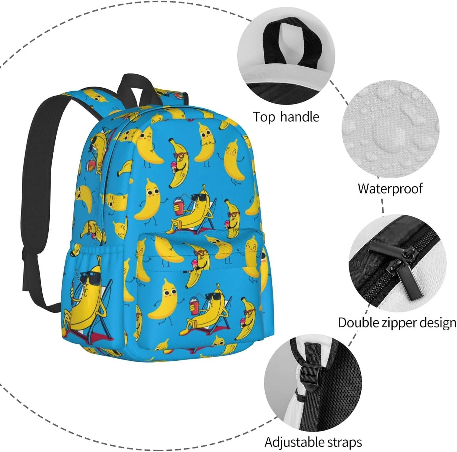 DEKIFNHG Funny Banana Backpack Casual Sports Bookbag School Laptop Backpack for Students Boys Girls