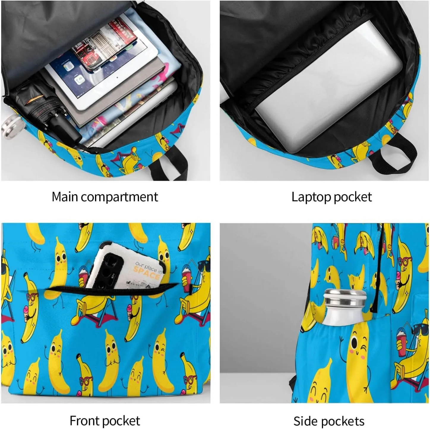 DEKIFNHG Funny Banana Backpack Casual Sports Bookbag School Laptop Backpack for Students Boys Girls
