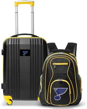 Denco St. Louis Blues 2-Piece Luggage Set, Includes 21-inch Two-Tone Hardcase Spinner and 19" Laptop Backpack