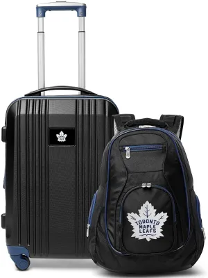 Denco Toronto Maple Leafs 2-Piece Luggage Set, Includes 21-inch Two-Tone Hardcase Spinner and 19" Laptop Backpack