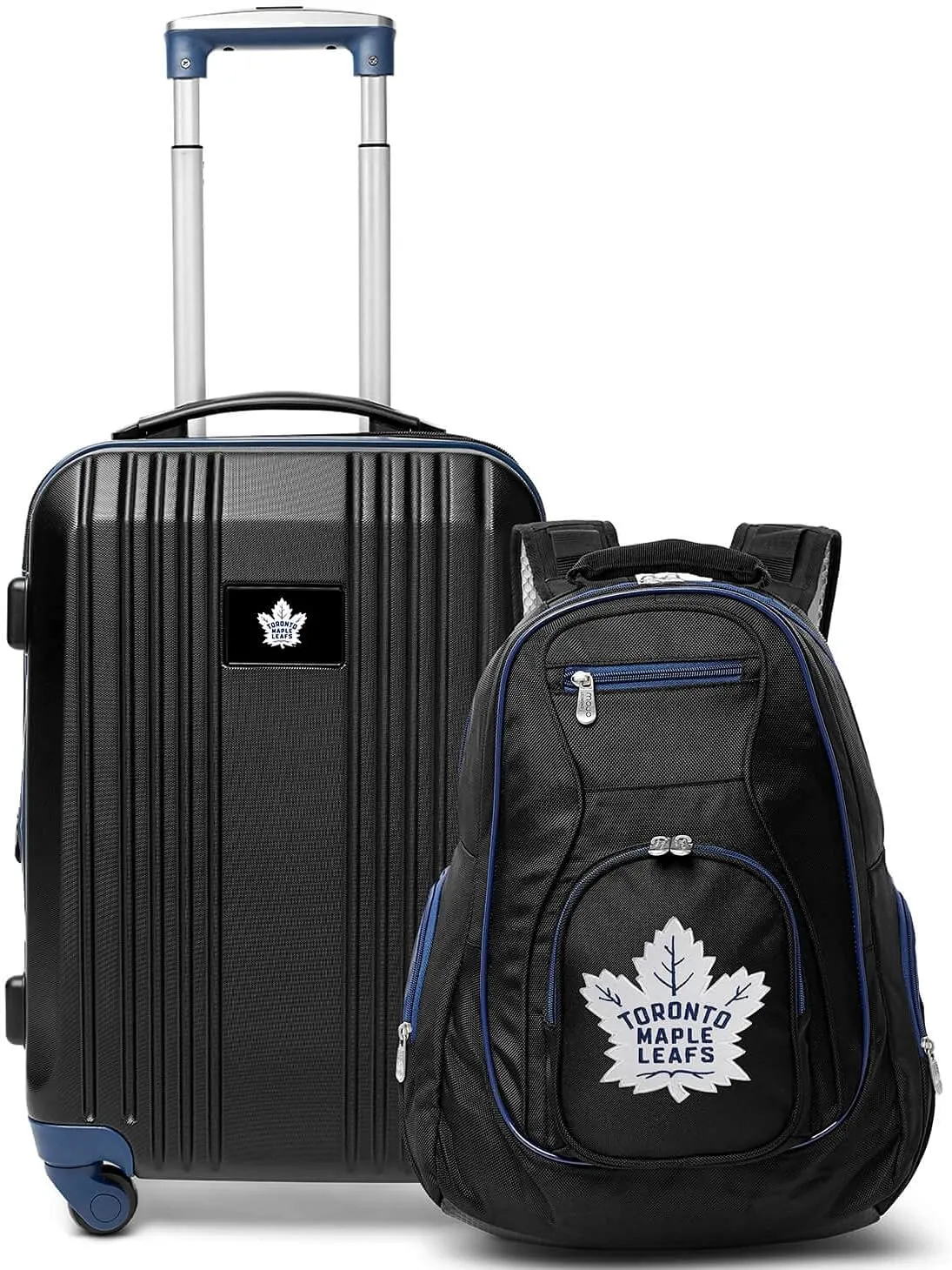 Denco Toronto Maple Leafs 2-Piece Luggage Set, Includes 21-inch Two-Tone Hardcase Spinner and 19" Laptop Backpack