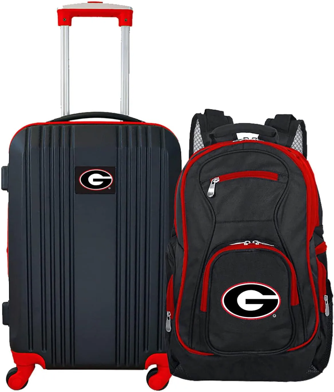 Denco University of Georgia Bulldogs 2-Piece Luggage Set, Includes 21-inch Two-Tone Hardcase Spinner and 19" Laptop Backpack