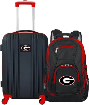 Denco University of Georgia Bulldogs 2-Piece Luggage Set, Includes 21-inch Two-Tone Hardcase Spinner and 19" Laptop Backpack