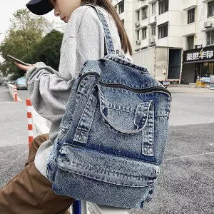 Denim Women Backpack Large Capacity Bag