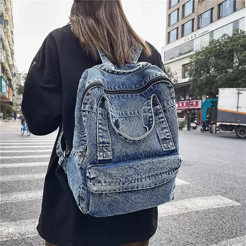 Denim Women Backpack Large Capacity Bag