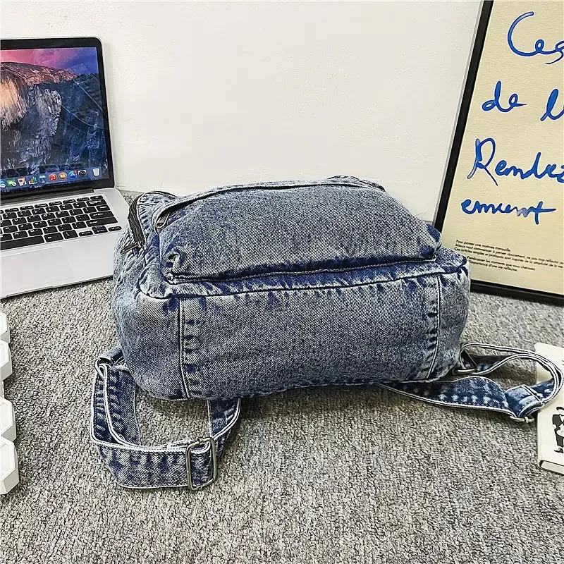 Denim Women Backpack Large Capacity Bag