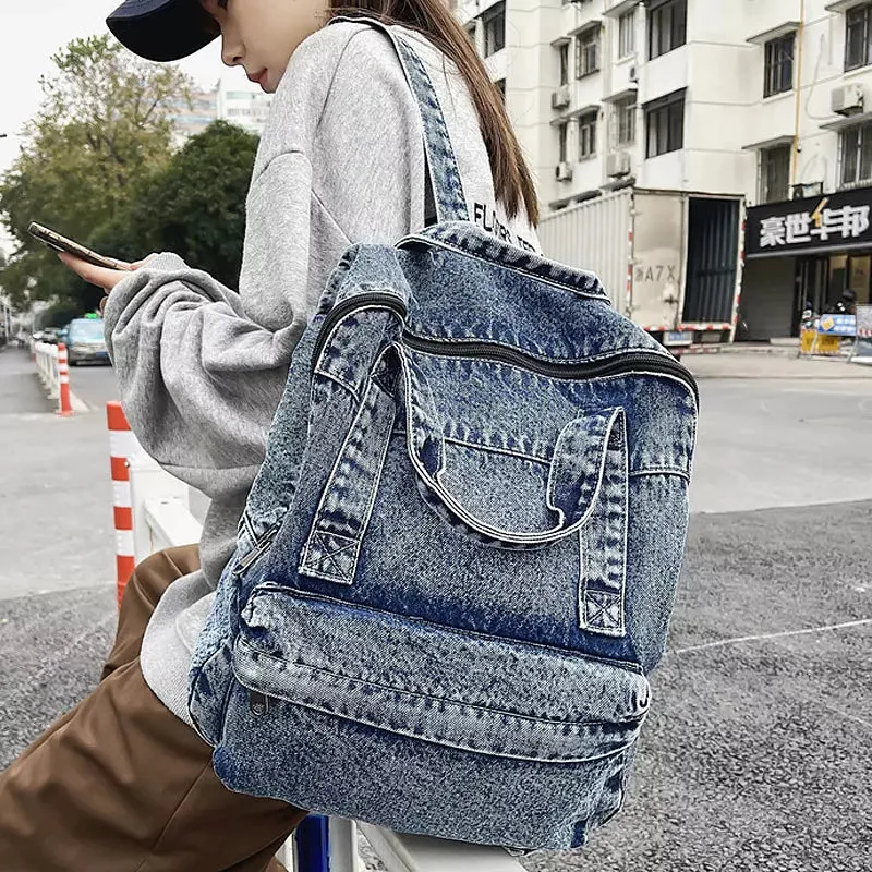 Denim Women Backpack Large Capacity Bag