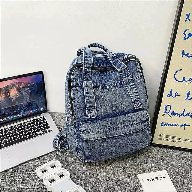 Denim Women Backpack Large Capacity Bag