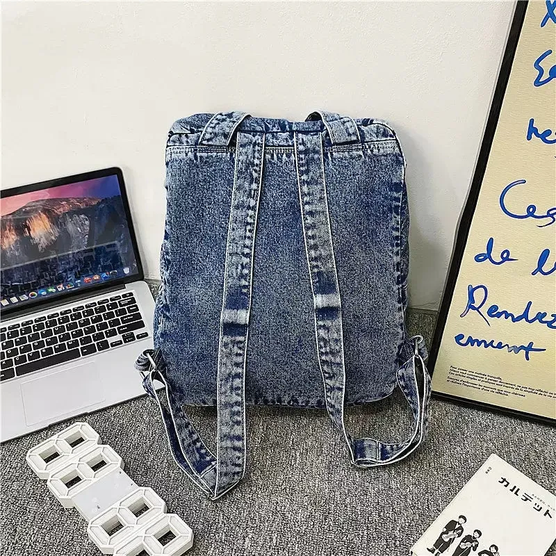 Denim Women Backpack Large Capacity Bag