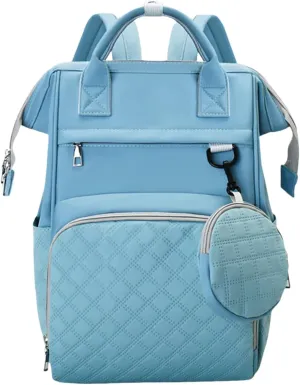 Diaper Bag Backpack with Pacifier Case, Large Capacity Travel Waterproof Insulated Mommy Bag (Light blue)
