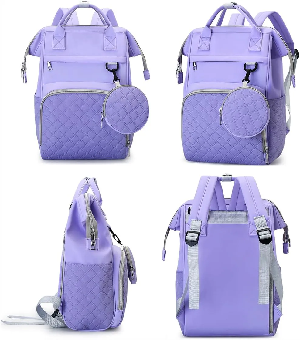 Diaper Bag Backpack with Pacifier Case, Large Capacity Travel Waterproof Insulated Mommy Bag (Light blue)