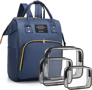 Diaper Bag with Organizing Pouches, Nappy Bags Handbag Multifunction Diaper Bag for Baby Care Travel Backpack Large Capacity Blue