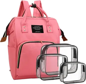 Diaper Bag with Organizing Pouches, Nappy Bags Handbag Multifunction Diaper Bag for Baby Care Travel Backpack Large Capacity Rose