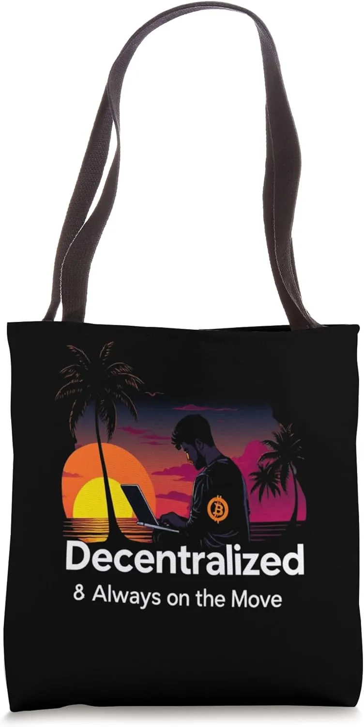 Digital Nomad Bitcoin Travel Freedom Art Remote Life Bitcoin Tote Bag