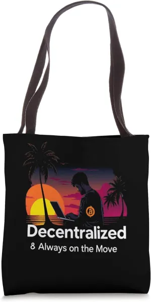 Digital Nomad Bitcoin Travel Freedom Art Remote Life Bitcoin Tote Bag