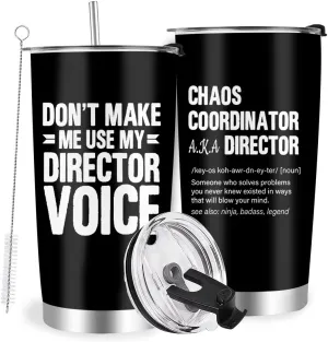 Director Gifts Tumbler, 20oz Stainless Steel Travel Coffee Mug for Band, Art Theater Movie Film, Program Director, Boss Appreciation