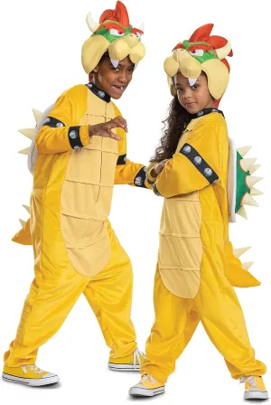 Disguise Bowser Costume Hooded Jumpsuit, Official Super Mario Character Costume for Kids