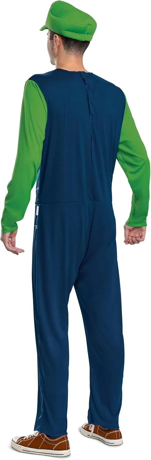 Disguise Mens Luigi Adult Costume, Official Super Mario Bro Elevated Classic Adult Costume