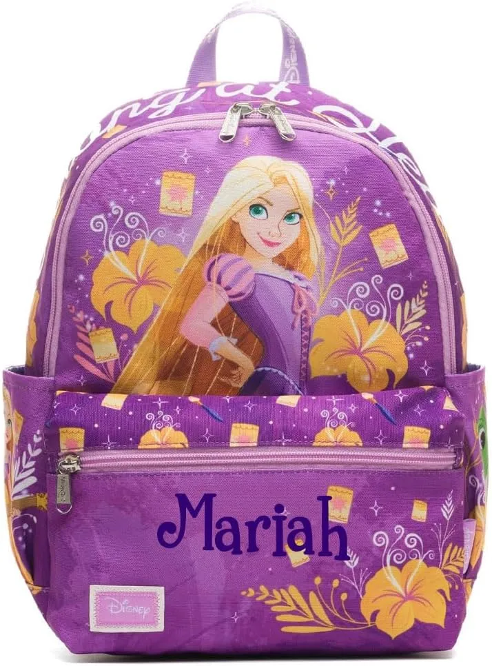Disney Rapunzel Backpack for Girls Personalized Officially Licensed 13 Inch Travel Daypack Shoulder Bag with Custom Name