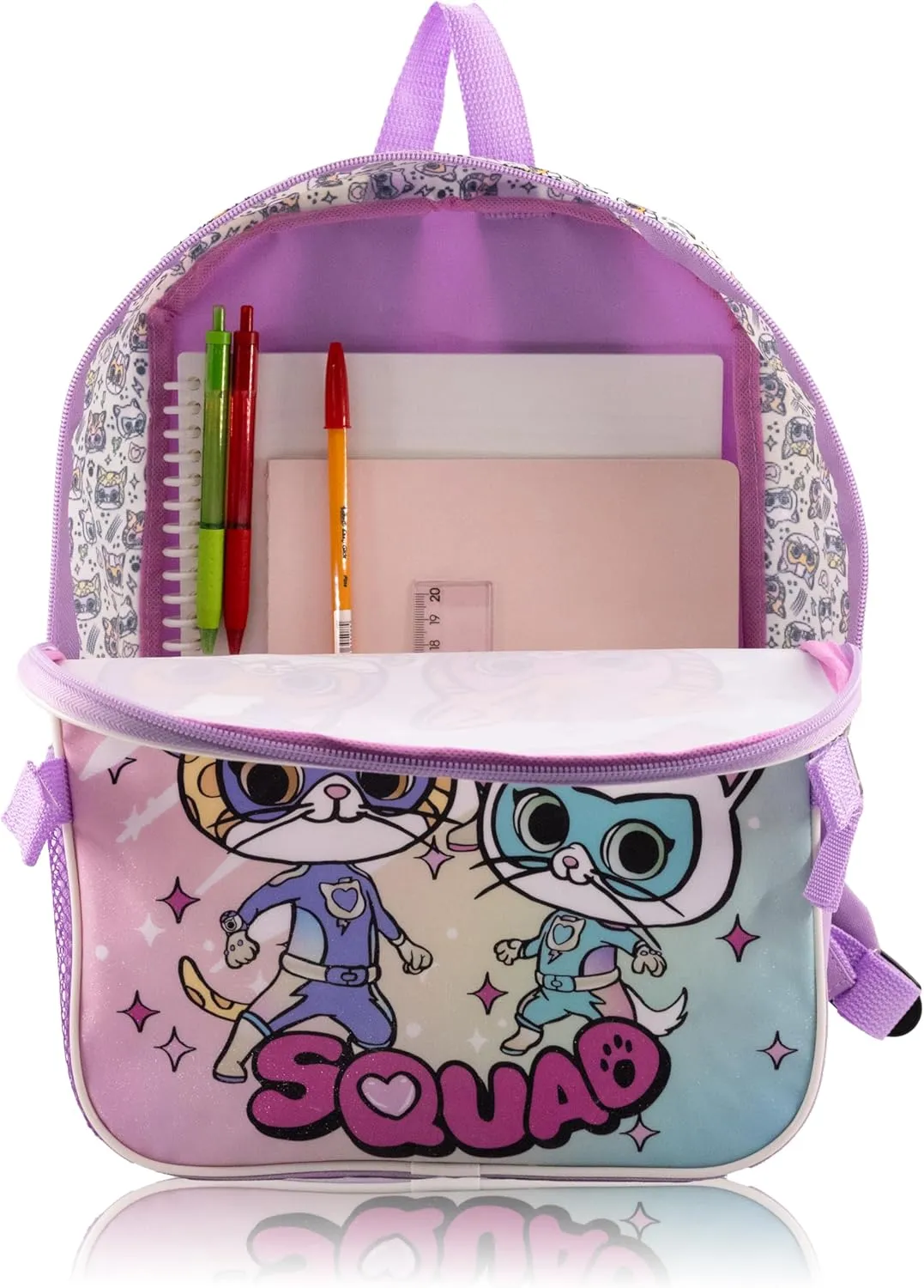Disney SuperKitties Backpack With Lunch Box for Kids | Insulated Lunch Bag Lunch Box for Girls, Boys, Toddlers | 14" Backpack for School and Reusable Lunchbox