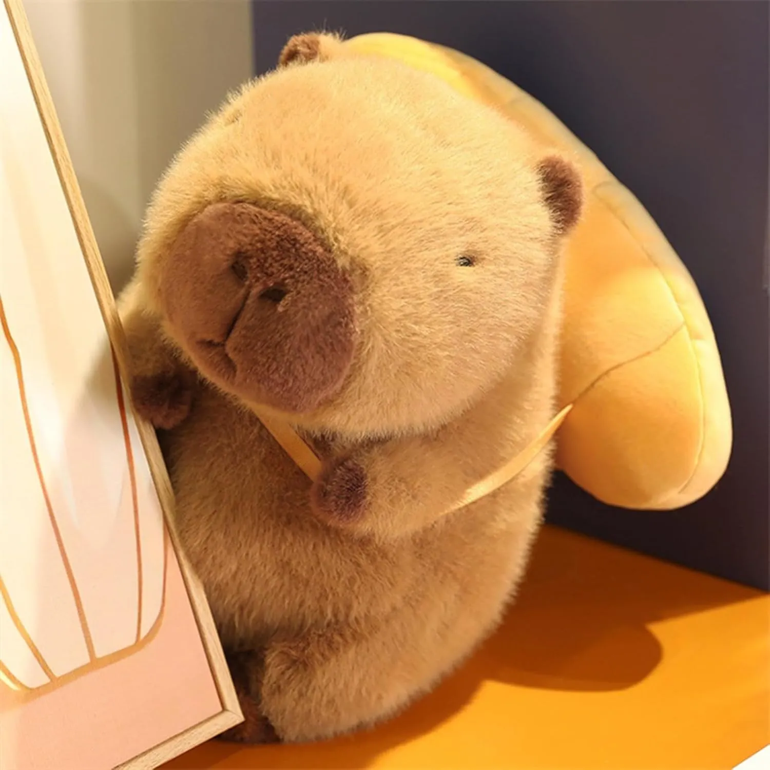 Ditucu Capybara Plush with French Baguette Backpack 9 inch Cute Bread Capibara Stuffed Animal Soft Food Plushies Toys Gifts for Kids Adults Brown
