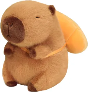 Ditucu Capybara Plush with French Baguette Backpack 9 inch Cute Bread Capibara Stuffed Animal Soft Food Plushies Toys Gifts for Kids Adults Brown