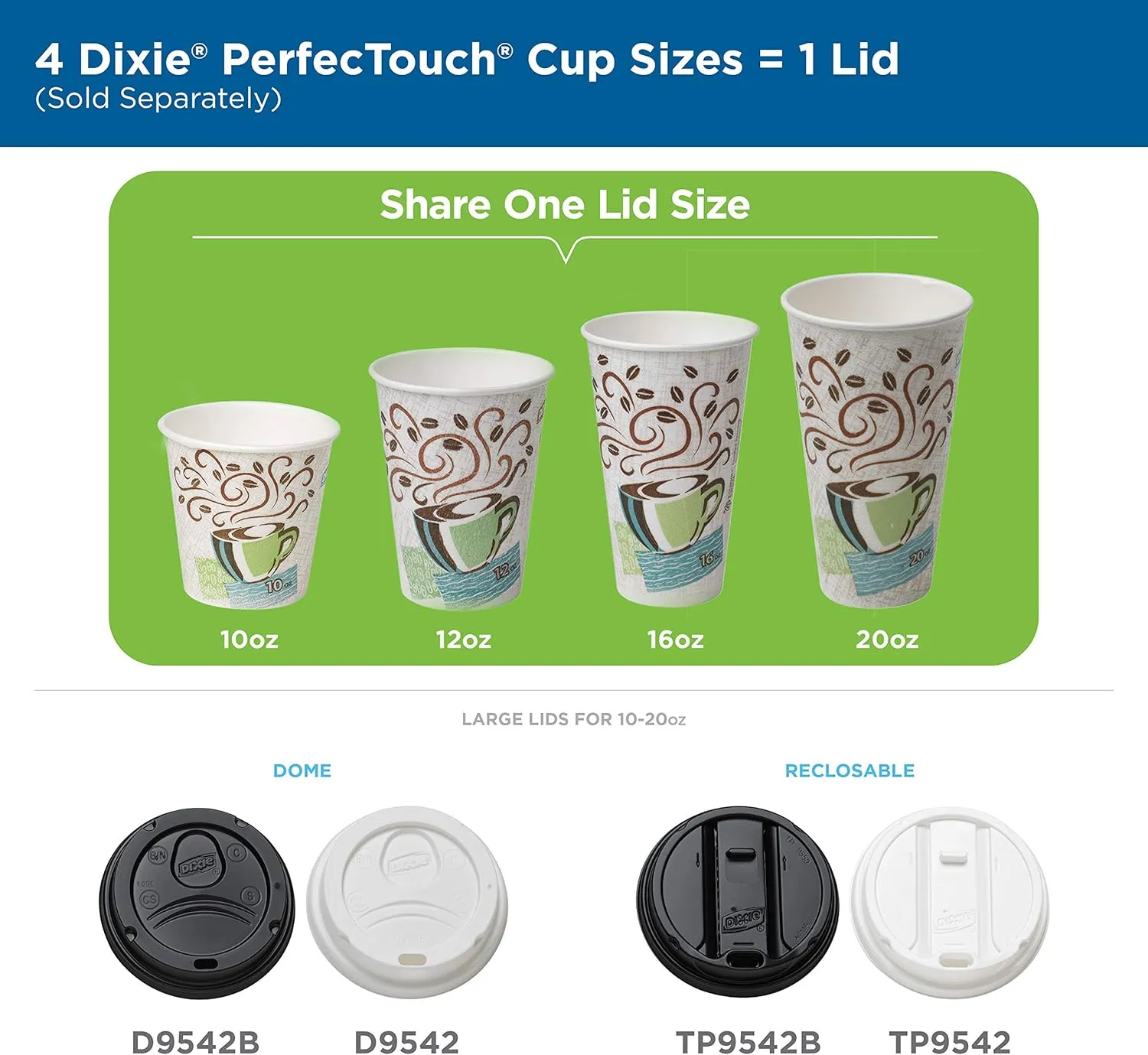 Dixie PerfecTouch 12 oz Paper Coffee Cups By GP PRO, Coffee Haze Design, 1000 Count (Individually Wrapped Disposable Cups), 5342CDWR