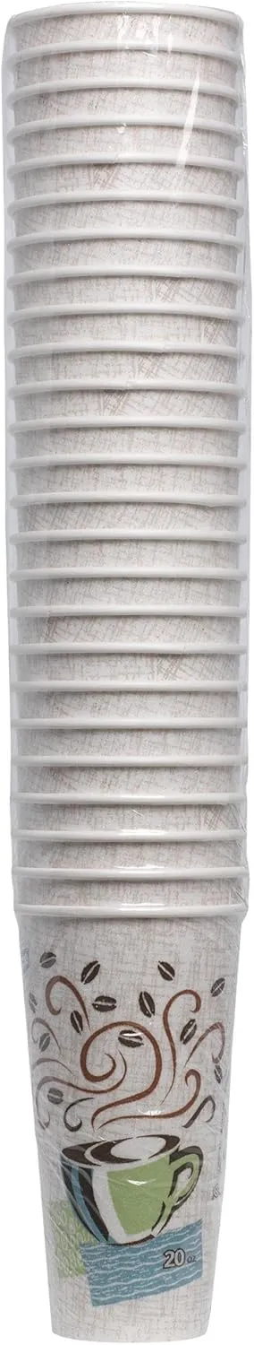 Dixie PerfecTouch 20 oz Paper Coffee Cups By GP PRO, Coffee Haze Design, 500 Count (25 Disposable Cups Per Sleeve, 20 Sleeves Per Case), 5320CD