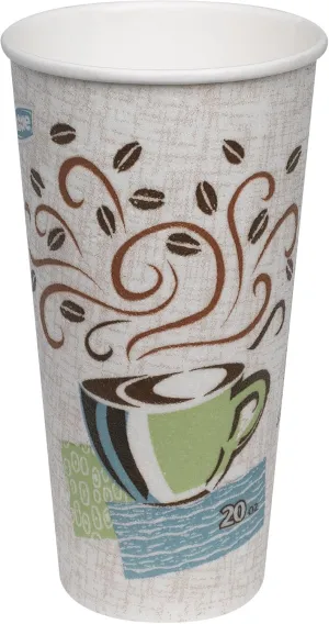 Dixie PerfecTouch 20 oz Paper Coffee Cups By GP PRO, Coffee Haze Design, 500 Count (25 Disposable Cups Per Sleeve, 20 Sleeves Per Case), 5320CD