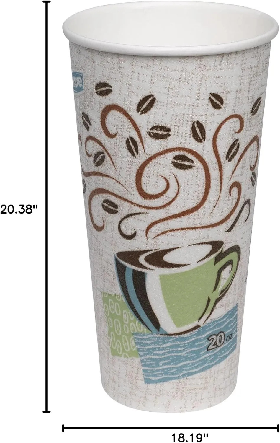 Dixie PerfecTouch 20 oz Paper Coffee Cups By GP PRO, Coffee Haze Design, 500 Count (25 Disposable Cups Per Sleeve, 20 Sleeves Per Case), 5320CD