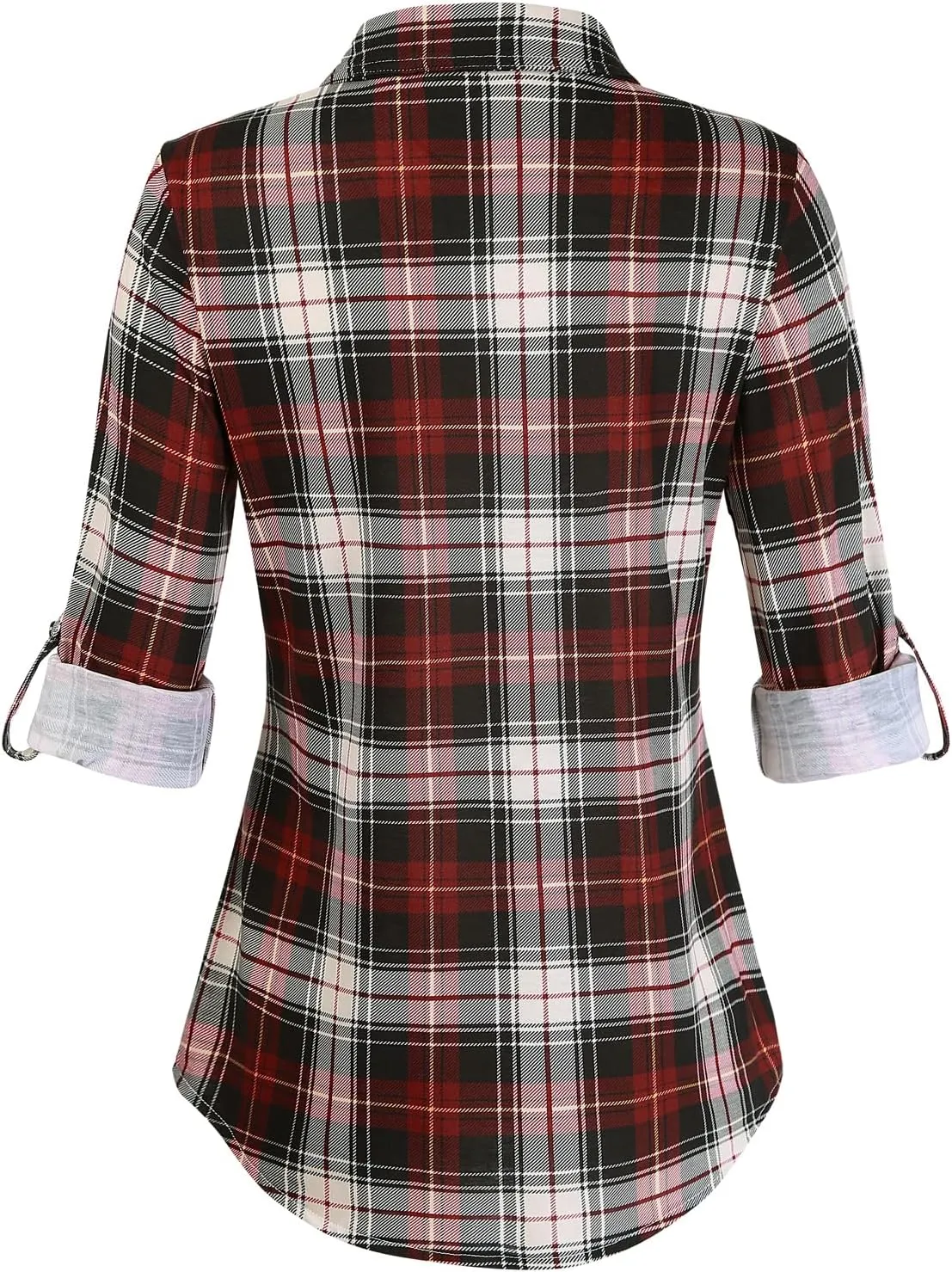 DJT Womens Soft Knitted Shirts Stretchy Roll Up Long Sleeve Dressy Casual Button Down Shirt Work Blouse Tops
