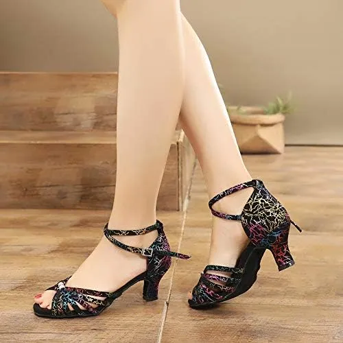 DKZSYIM Women's Latin Dance Shoes Ballroom Performance Shoes,Model NU-WZJ-CL