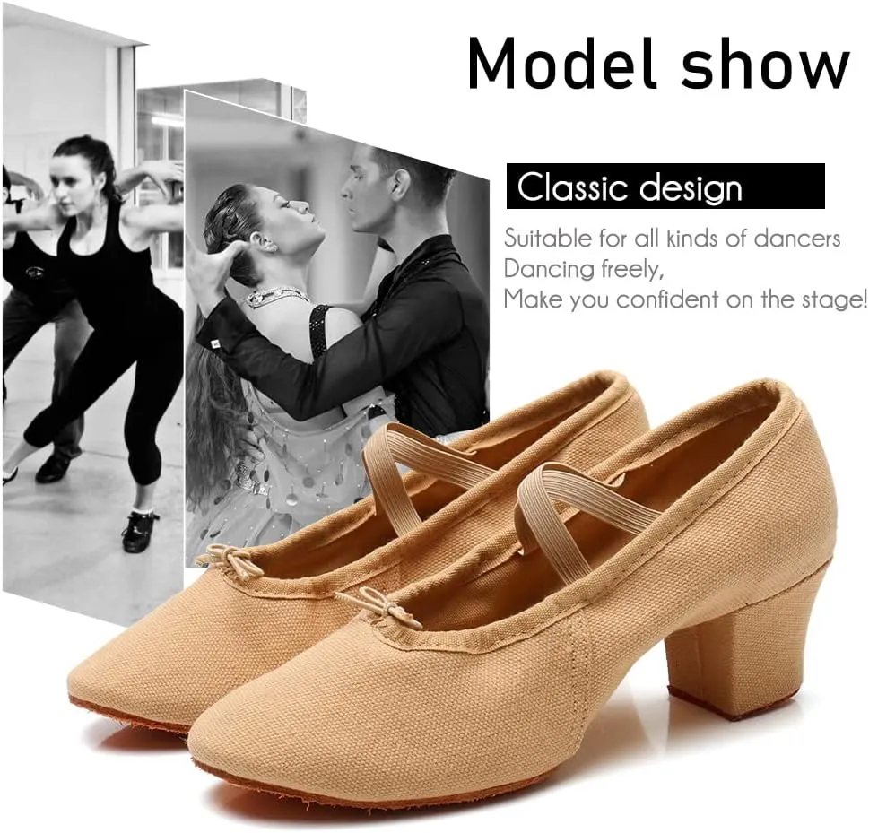 DKZSYIM Womens Latin Dance Shoes Close Toe Beginner Ballroom Dance Practice Shoes,Model 101