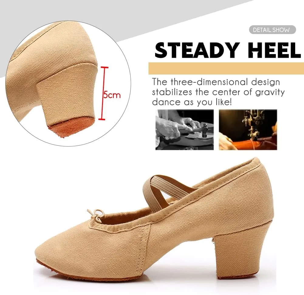 DKZSYIM Womens Latin Dance Shoes Close Toe Beginner Ballroom Dance Practice Shoes,Model 101
