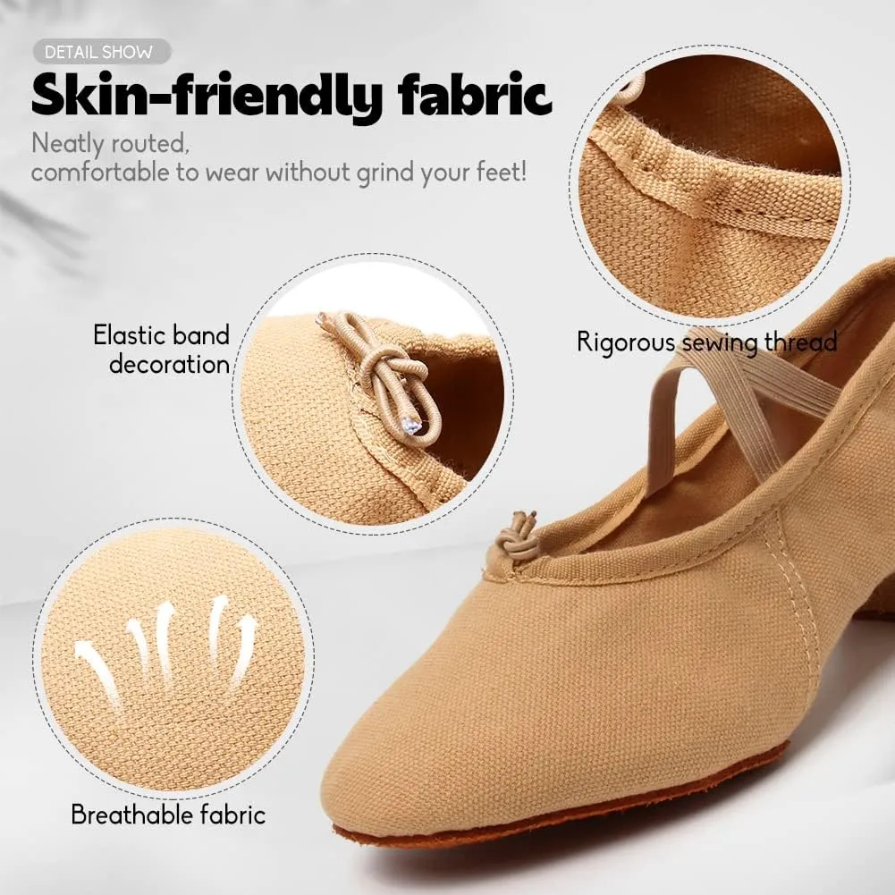 DKZSYIM Womens Latin Dance Shoes Close Toe Beginner Ballroom Dance Practice Shoes,Model 101