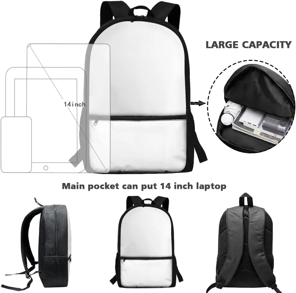 Dog Backpack for Girls Boys 8-12, 3PCS Kids Bookbag Set 17 Inch School Backpack with Lunch Box Pencil Bag for Elementary Middle School Students, Grey