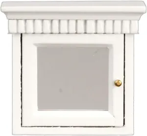 Dollhouse Miniature Mirrored White Medicine Cabinet