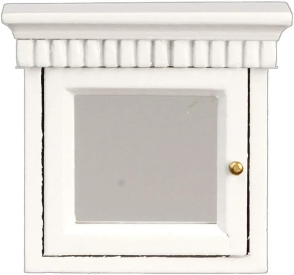 Dollhouse Miniature Mirrored White Medicine Cabinet