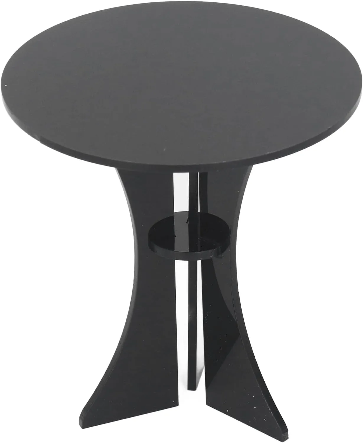 Dollhouse Round Table,Acrylic Dollhouse Miniature Table Round Side Table for 1:6 Scale Dollhouse Decoration (Black)