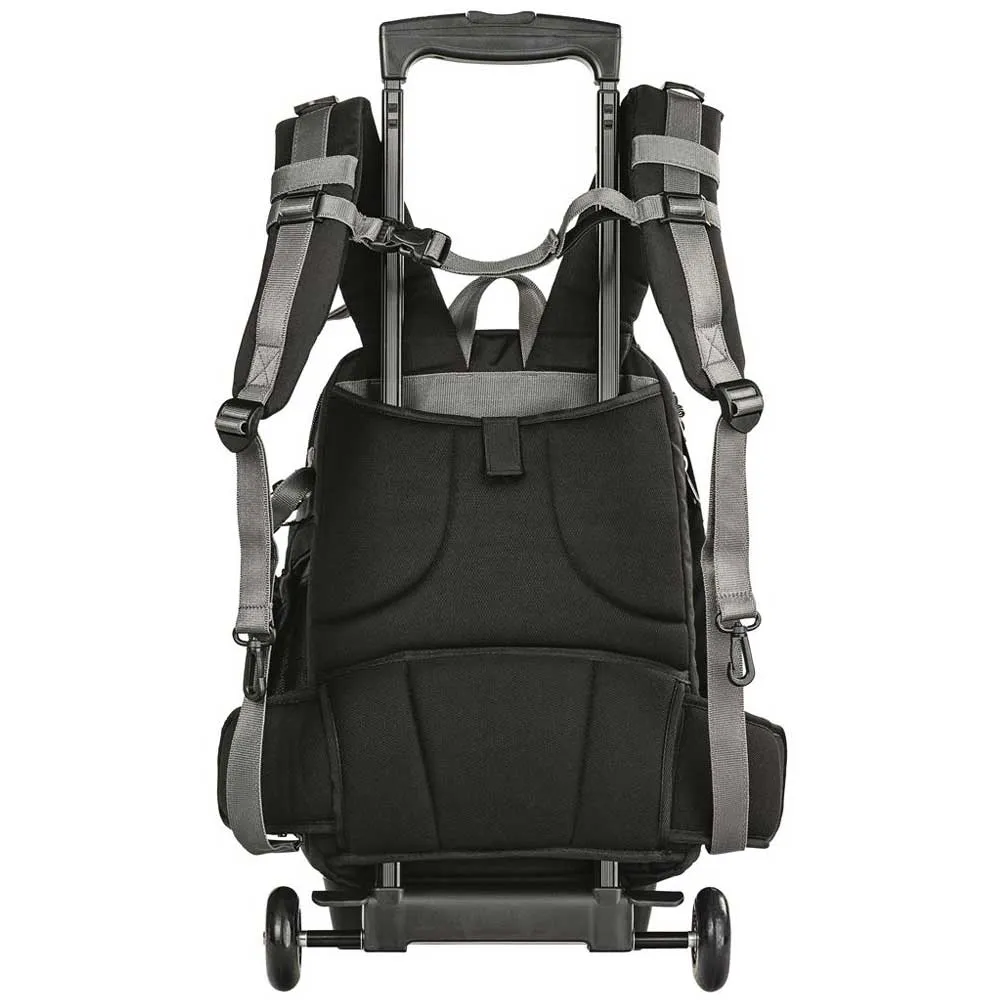 Dorr Dark Black Travel Small Trolley Backpack with Wheels