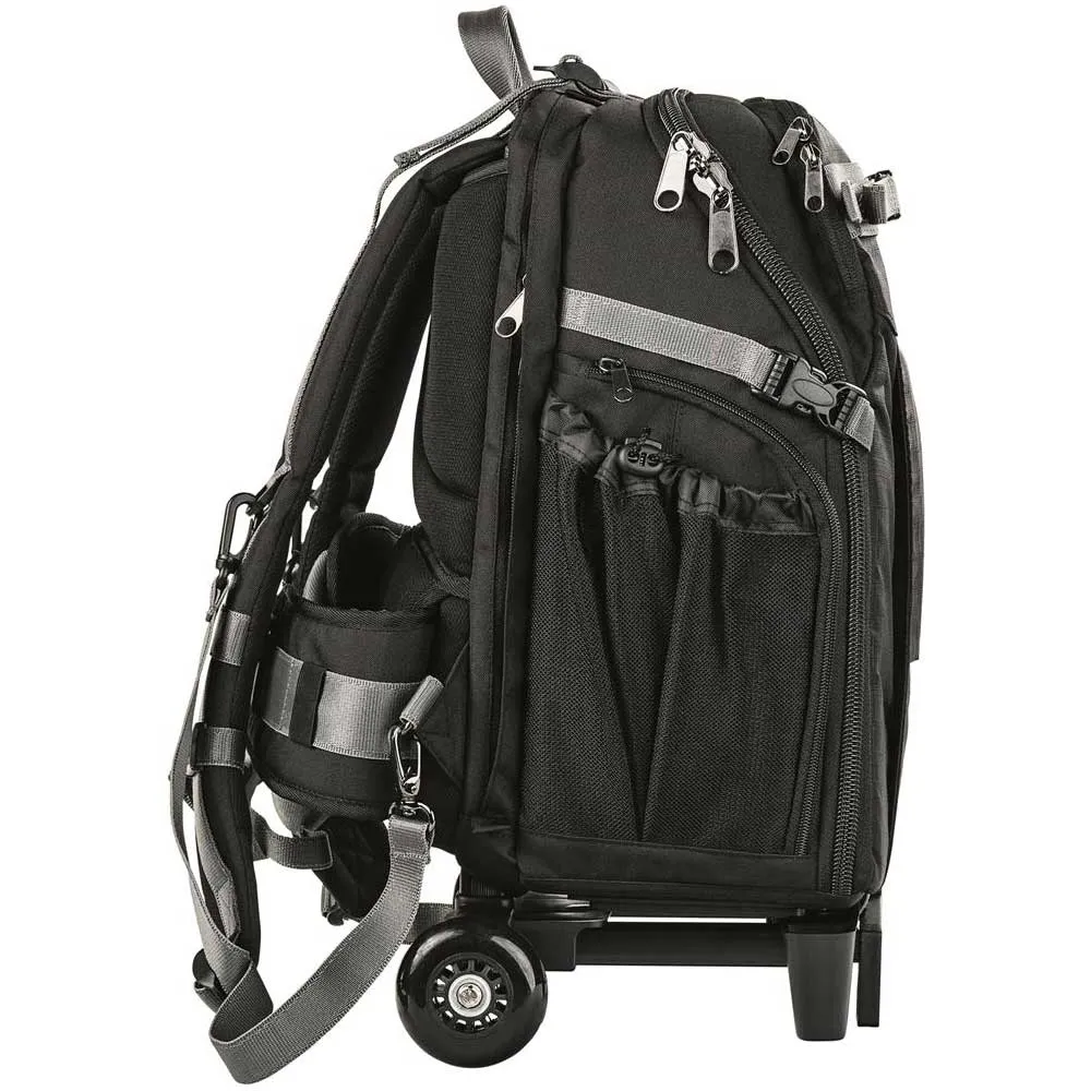 Dorr Dark Black Travel Small Trolley Backpack with Wheels