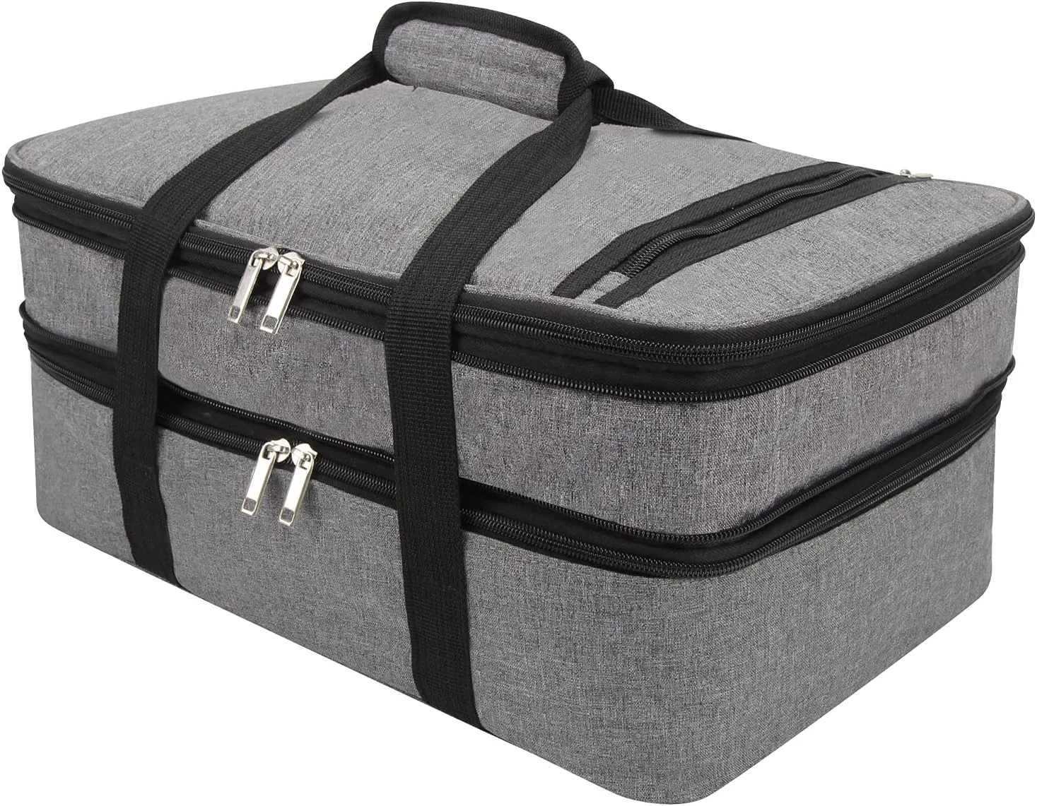 Double Insulated Casserole Carrier Fit 9"x13" Lasagna Lugger Baking Dish Pan for Hot or Cold Food Transport,Portable Thermal Reusable Lunch Warmer Tote Bag for Gathering,Camping,Cookouts,Parties-Gray