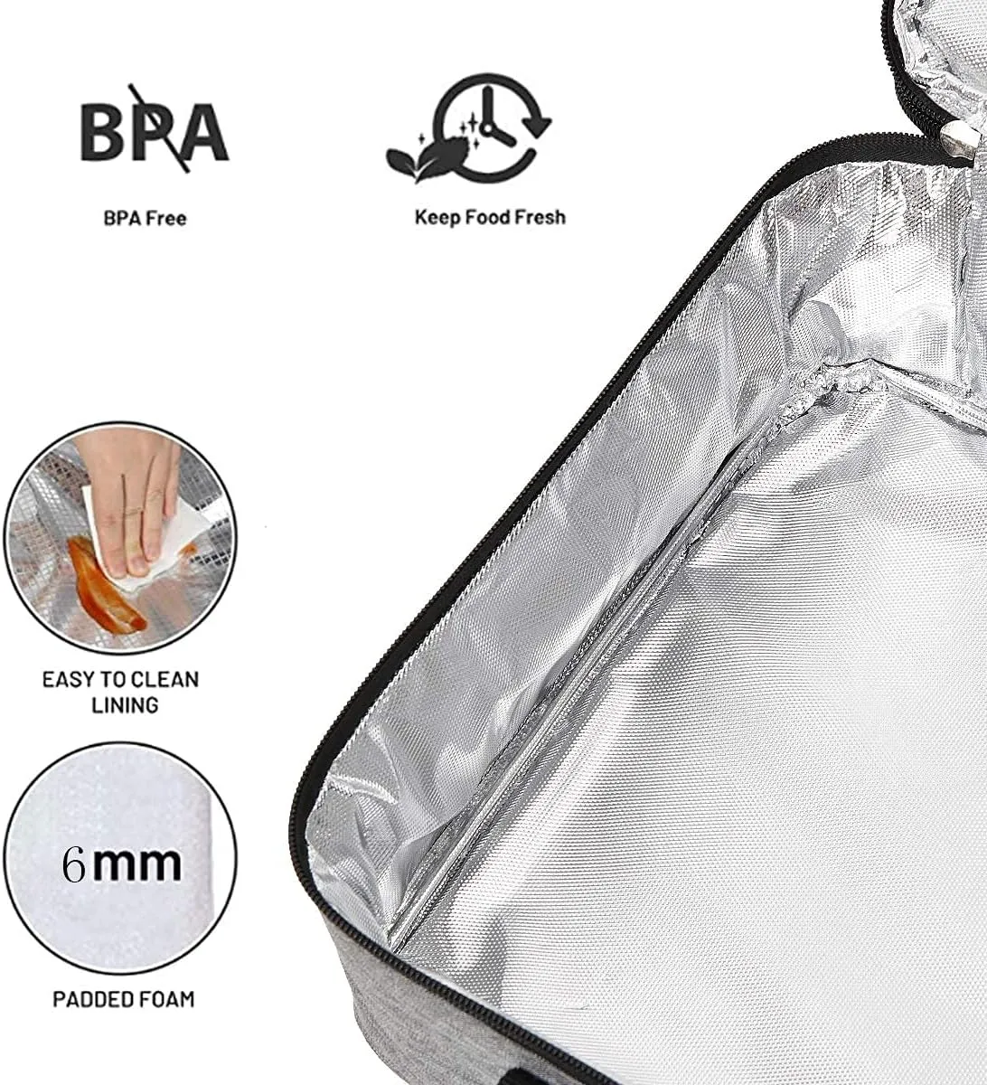 Double Insulated Casserole Carrier Fit 9"x13" Lasagna Lugger Baking Dish Pan for Hot or Cold Food Transport,Portable Thermal Reusable Lunch Warmer Tote Bag for Gathering,Camping,Cookouts,Parties-Gray