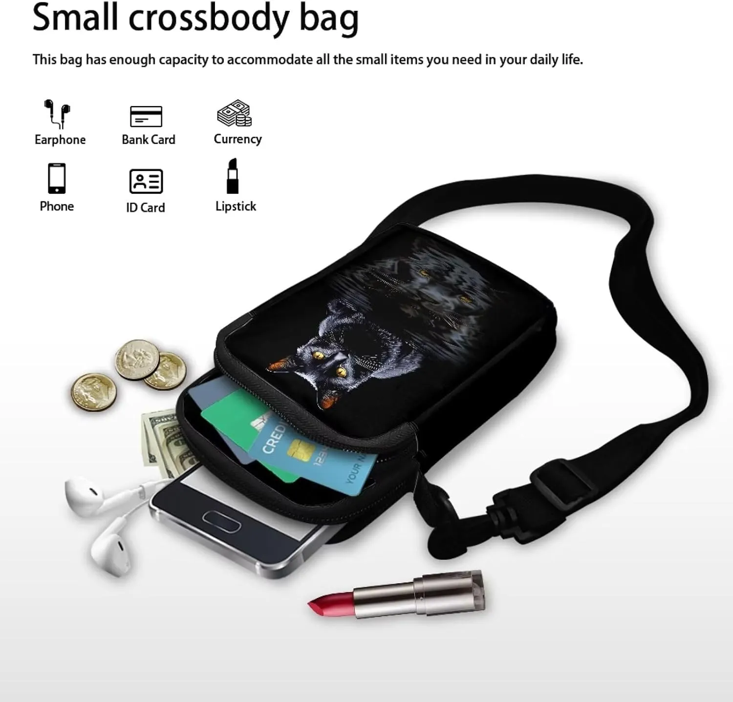 Double Layer Mini Crossbody Bag, Satchel Bags Handbag for Women Men