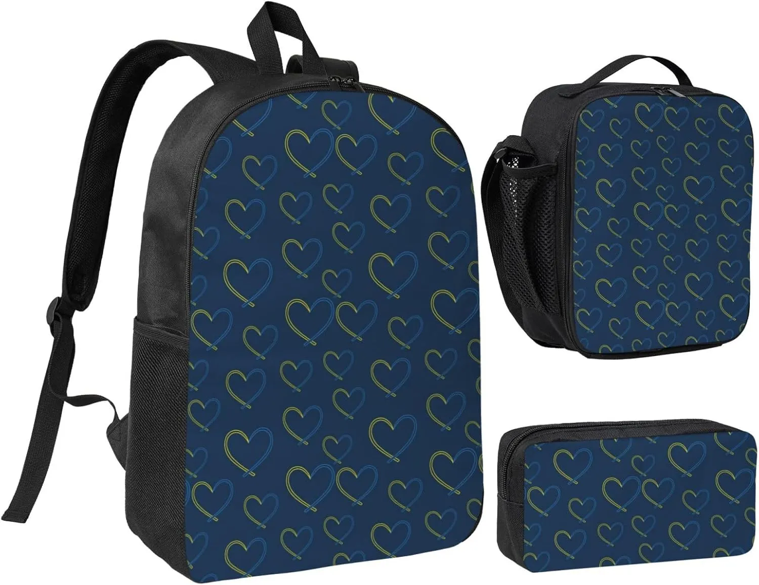 Down Syndrome Awareness Month Backpack Set Lightweight Laptop Backpack Lunch Bag with Pencil Case for Women Men Travel Work