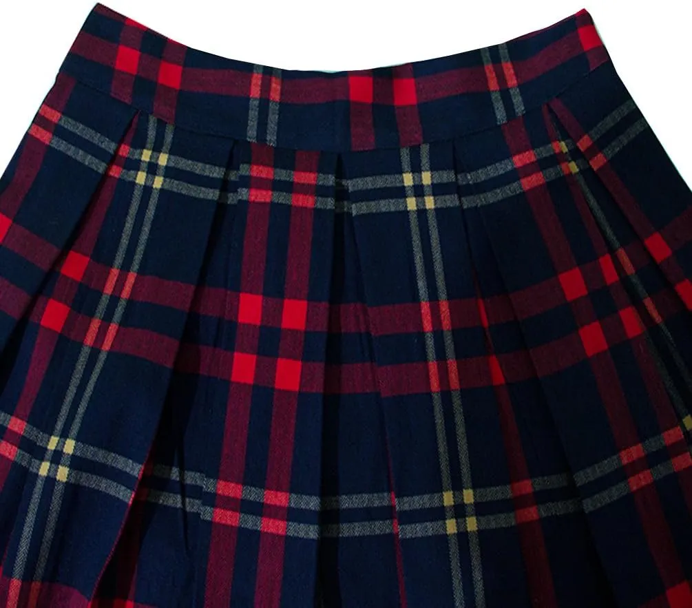 Dressever Women's Vintage A-line Printed Pleated Flared Midi Skirts